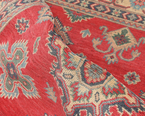 4x6 Red Kuba Afghan Hand Knotted Wool Area Rug